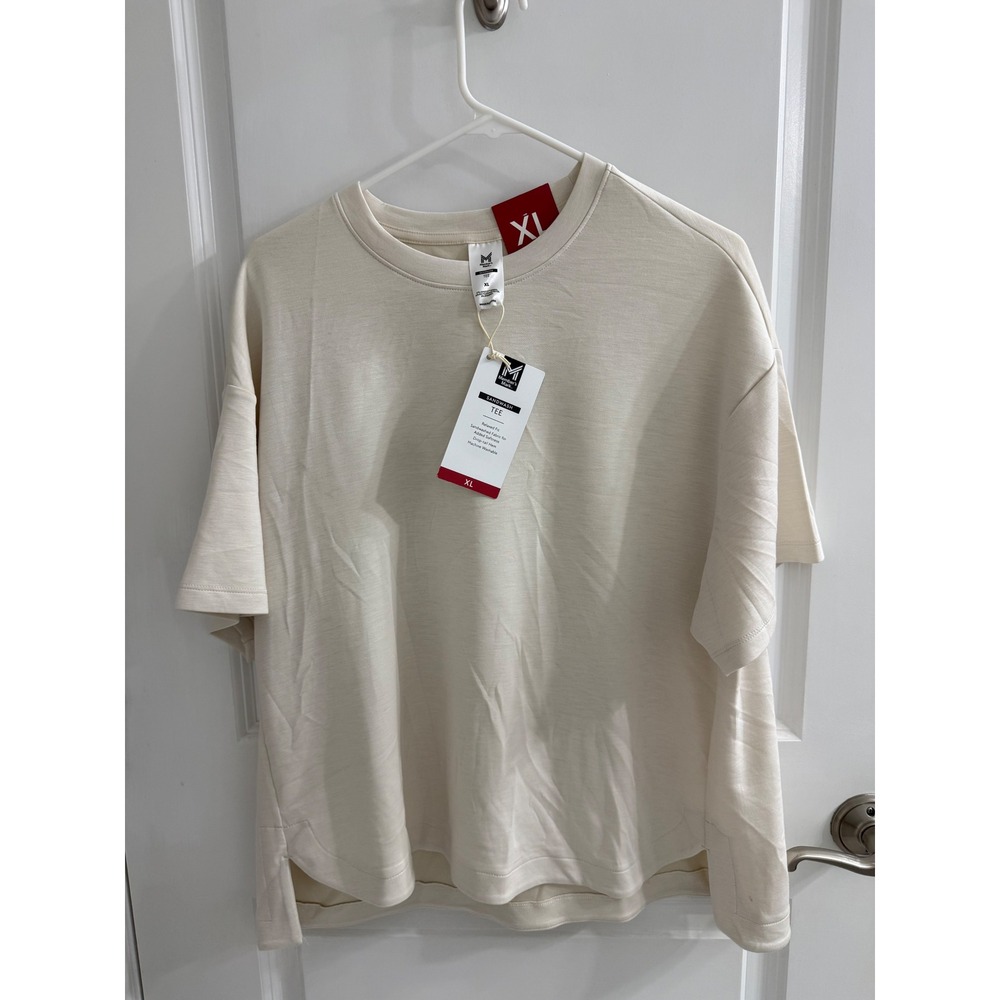 Members Mark Sandwash Tee Cream Relaxed Fit Drop-tail Hem XL NWT